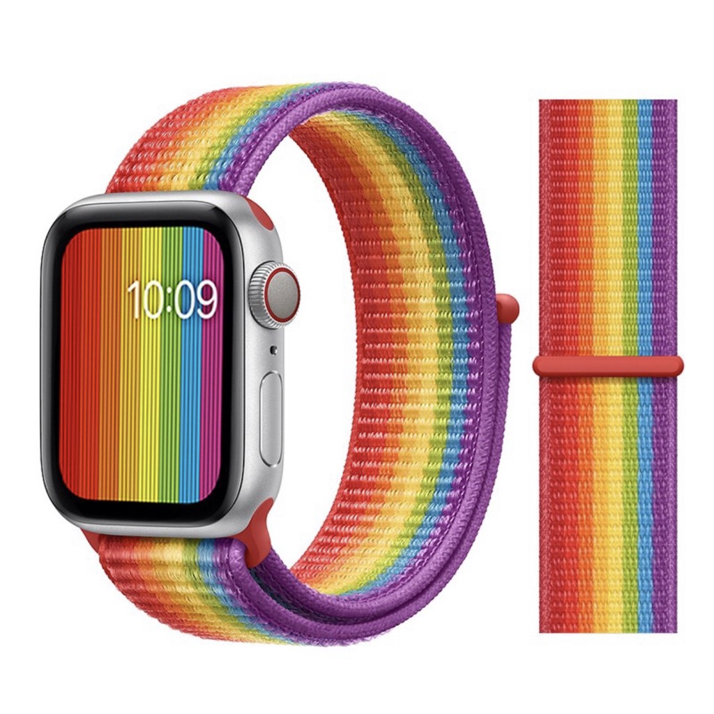 Pulseira De Silicone ou Nylon Arco Íris Para Apple Watch e Relógios Smartwatch 38/40mm e 42/44mm em Oferta na Shopee