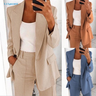 (Lily) Blazer/Jaqueta Feminina De Cor Lisa/Liga/Manga Comprida/Botões Para Namoro