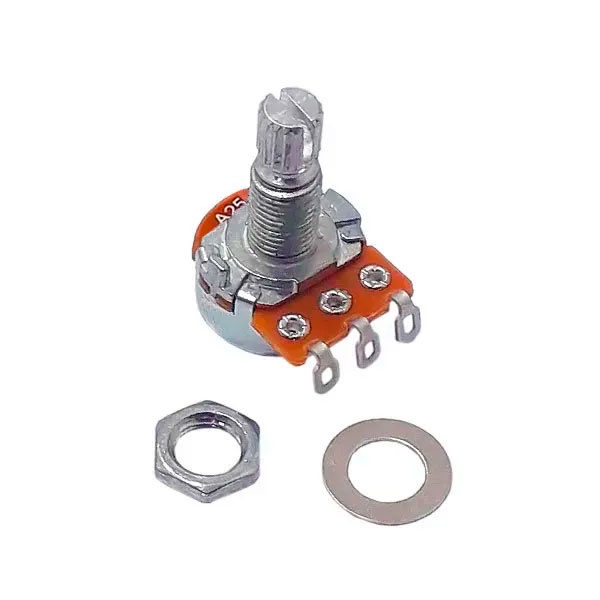 Potenciômetro para Guitarra e Baixo A 25k 16/18mm
