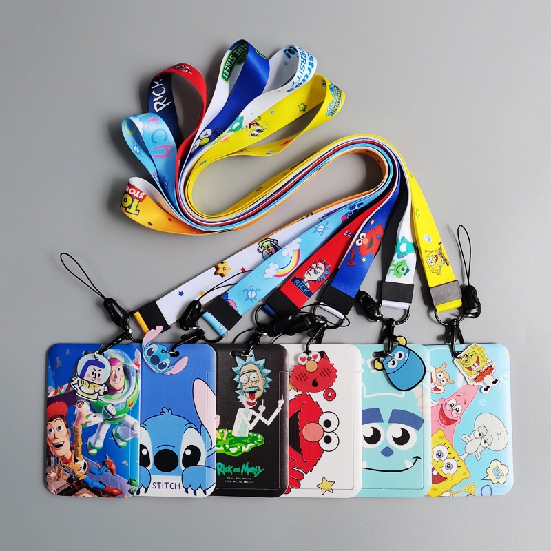 Disney Novo Porta-Cartões Anime Monstro Universidade PVC Cordão Capa De Cartão Costura Estudante Alça Campus ID De Identificação Para Crianças Brinquedo Presente