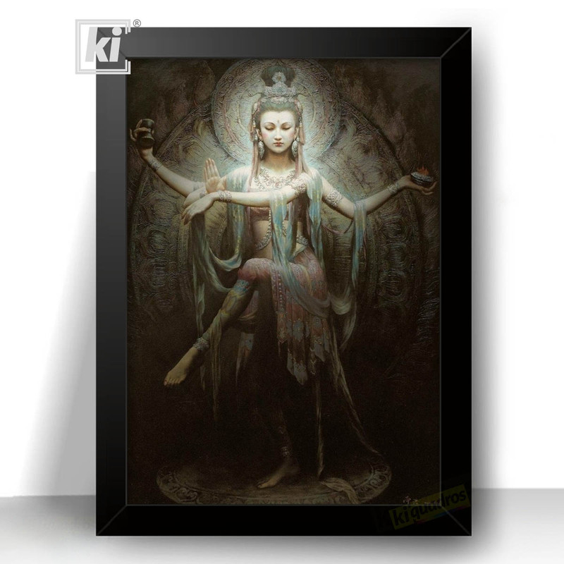 Quadro Decorativo Deusa Hindu Hare Krishna Kuan Yin Ar 44x32