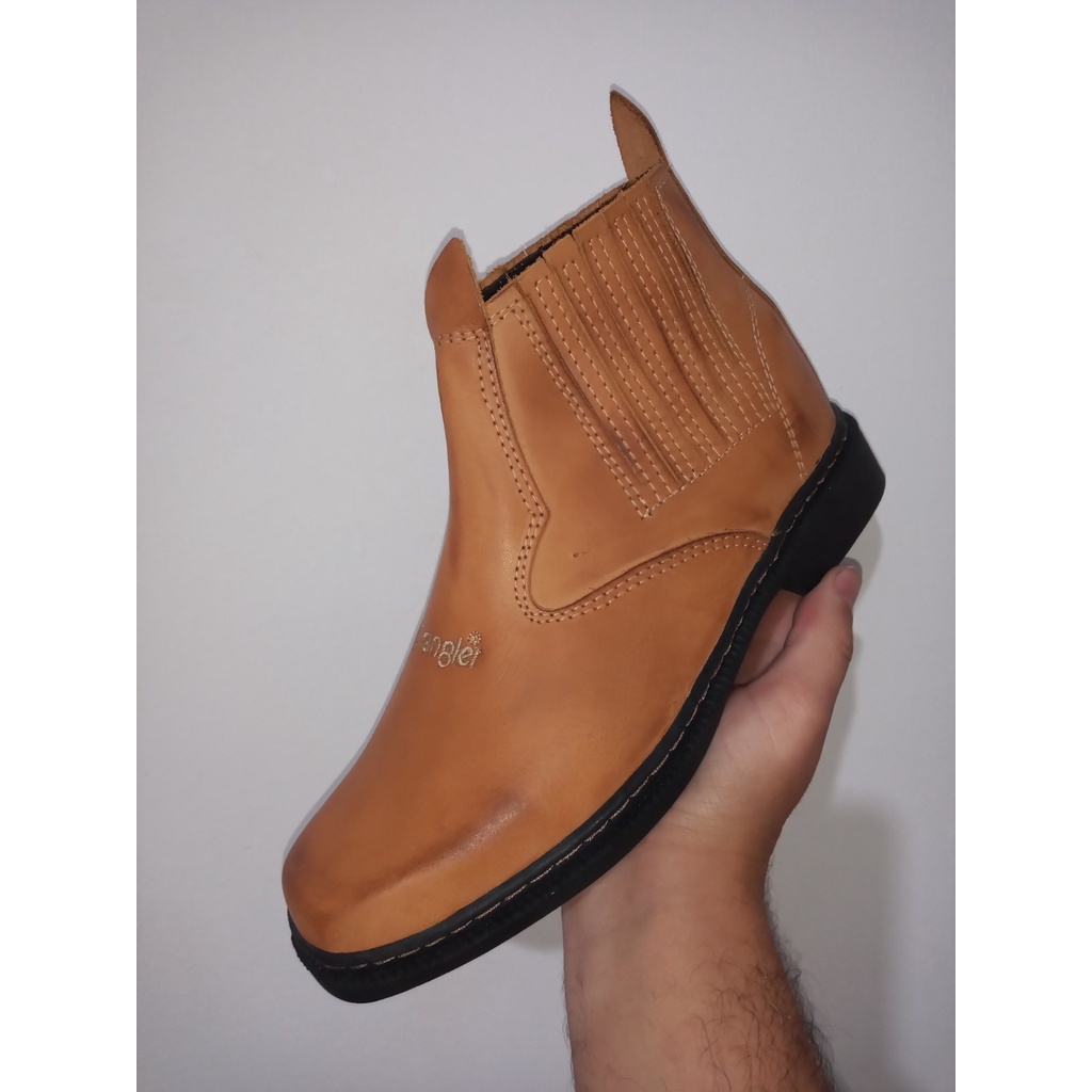 Botina Masculina De Couro Legítimo Bota Mateira Elástico Rodeio Passeio e Trabalho 003