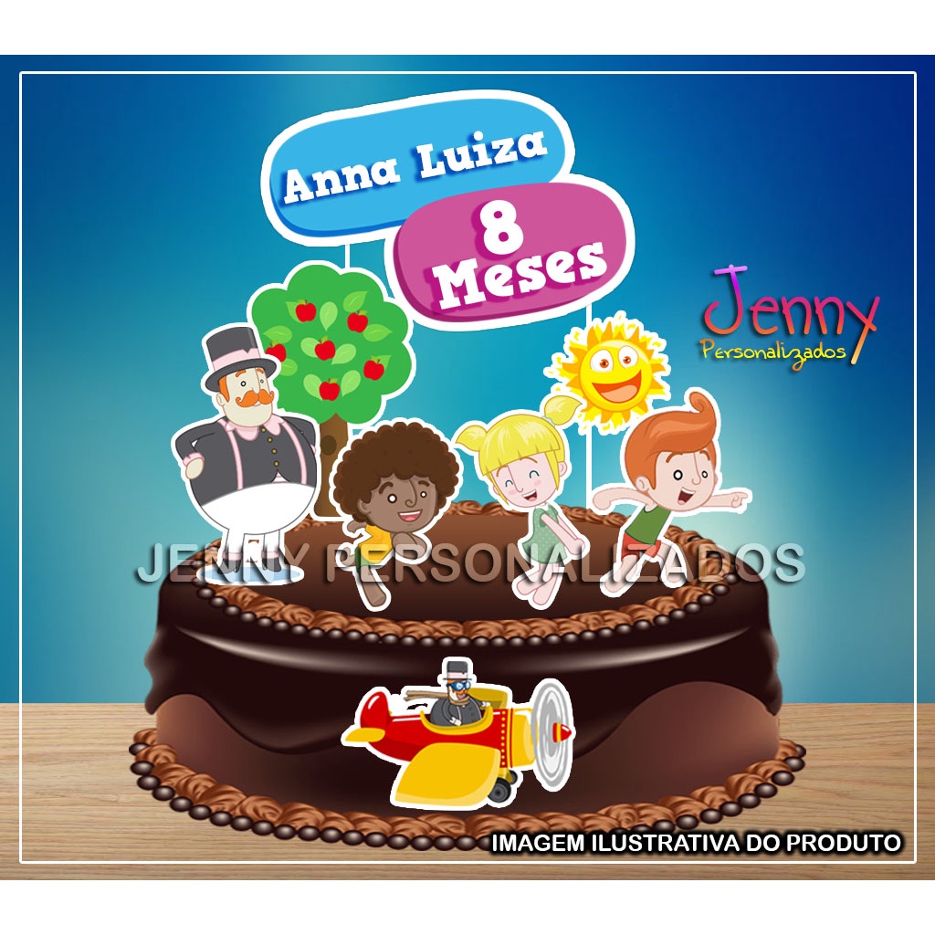 Topo Topper de bolo Mundo Bita Personalizado