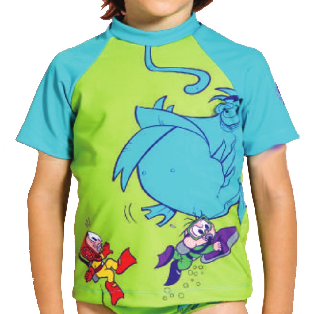 Camiseta Manga Curta Proteção UV Cascão Turma da Mônica P