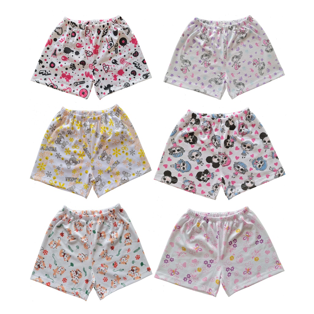 shorts infantil para menina - malha estampada 100% algodão - tamanhos 1 ao 3 - Letí baby