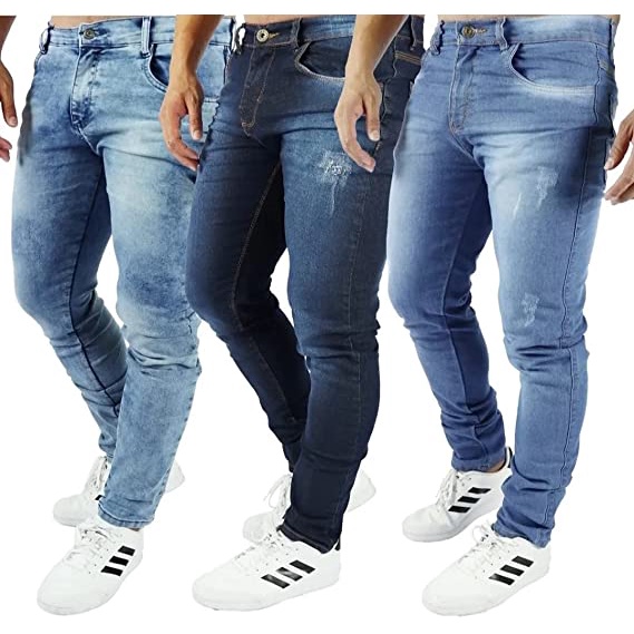 Kit 3 Calças Jeans Masculinas Lycra Novidade Melhor Preço
