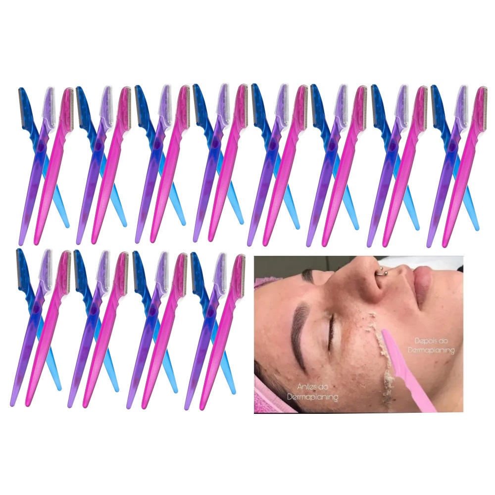 36 LÂMINAS DE SOBRANCELHA NAVALHAS DERMAPLANING ESFOLIANTE REMOVEDOR PELOS FACIAIS