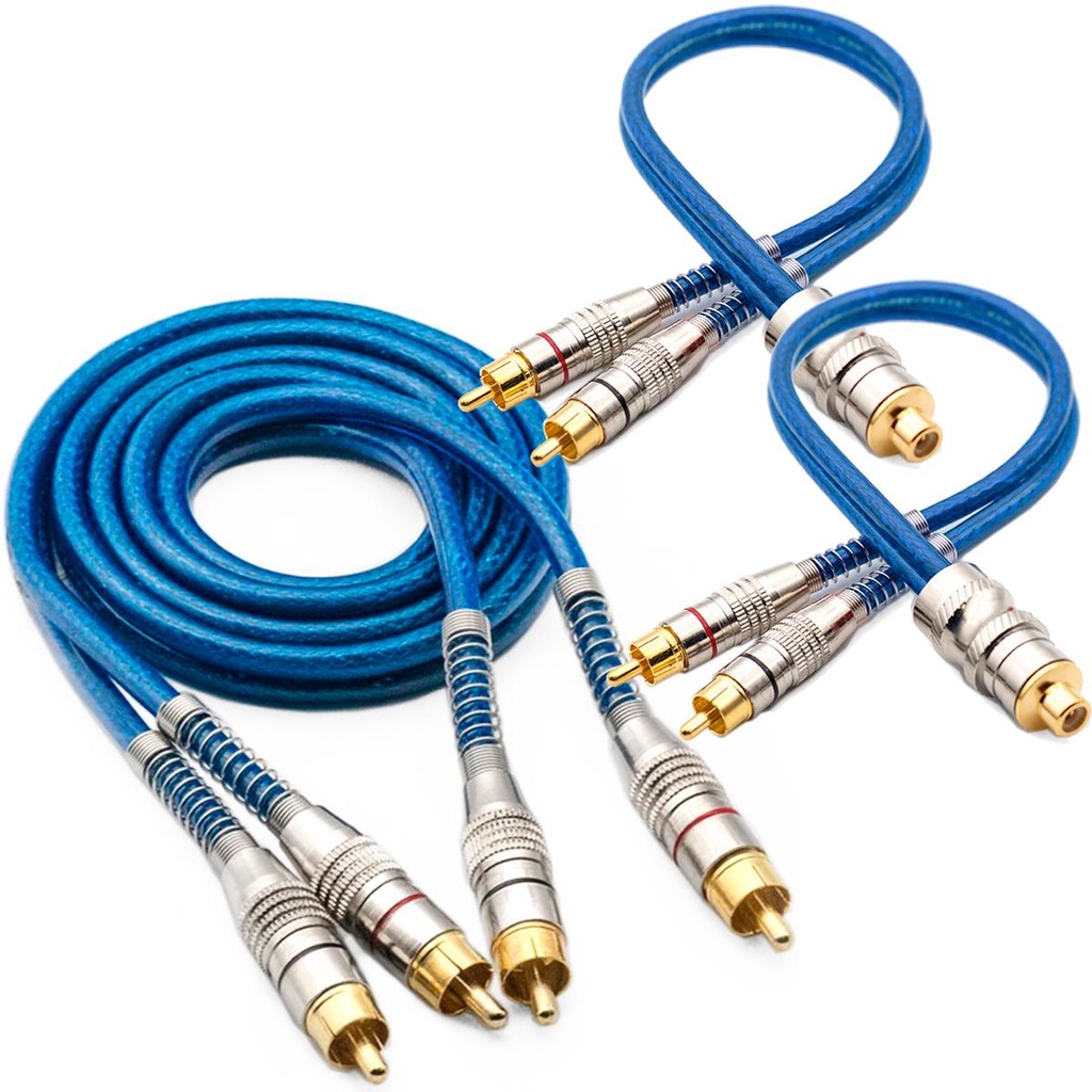Kit 1 Cabo RCA 1 Metro + 2 Y Macho Dupla Blindagem 5mm Som - Audio
