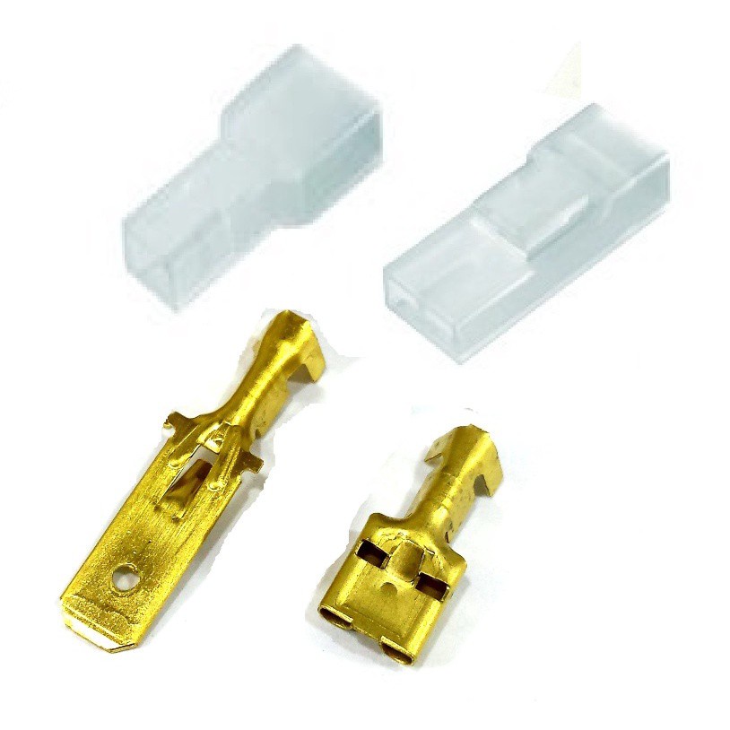 Kit Capas e Terminal Fêmea 6,3mm e Terminal Macho 6,3 mm TERMINAIS CONECTORES ELÉTRICOS FIO CABO 4mm PLUG COM TRAVA