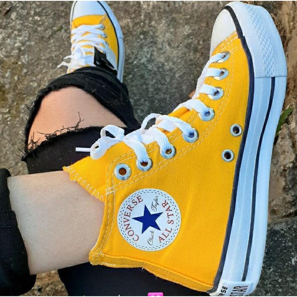 T Nis Converse All Star Cano Alto Botinha All Star Bota All Star Amarelo Preto Vermelho