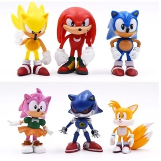 Coleção Action Figure Sonic 6 Bonecos Sonic knuckles Tails Amy