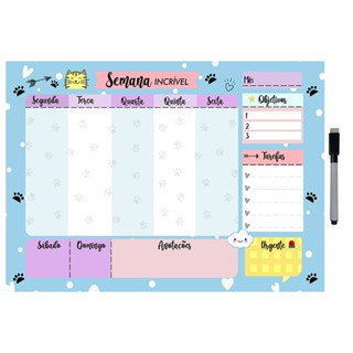 Quadro Planejador de Metal Semanal 29x40cm + Caneta em Oferta na Shopee