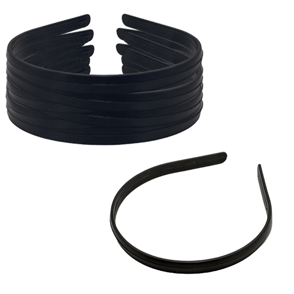 Kit 12 Tiara Arco Arquinho Plástico Forrar/Encapar/Costumizar Simples Preta Lisa - 10mm / 1cm em Oferta na Shopee