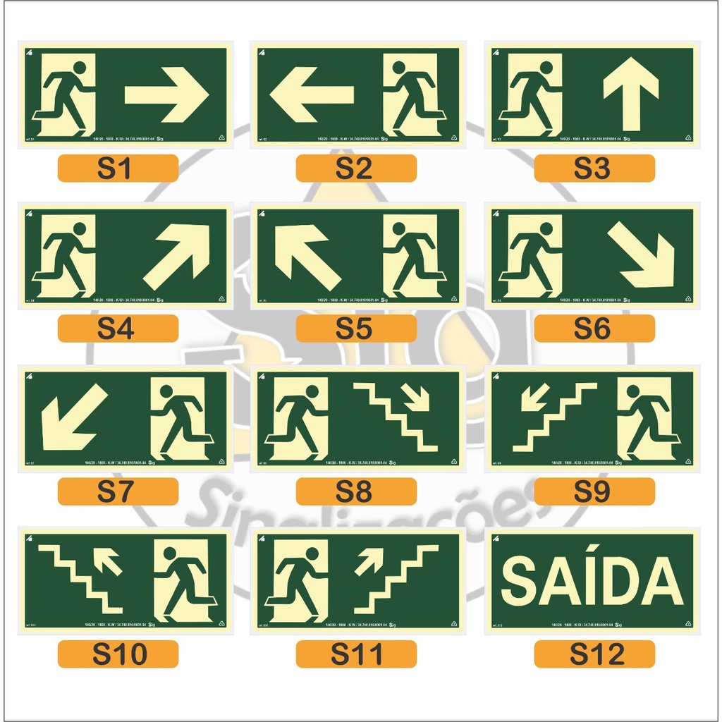 Kit 26 Placas Fotoluminescente Antichamas