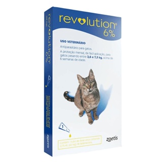 Antipulgas Revolution 6% Gatos de 2,6kg a 7,5kg 1 Pipeta em Oferta na Shopee
