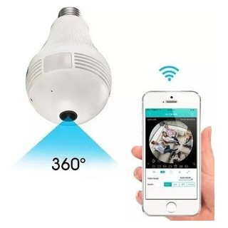 Lampada Espiã Câmera Visão Noturna Ip Led Wifi Hd Panorâmica