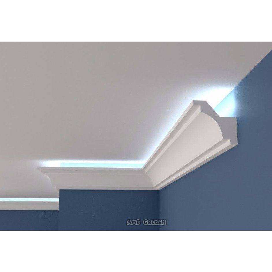 3m de Moldura rodateto de XPS liso 9cm Sanca p/ fita de LED iluminação indireta ñ gesso eva madeira pvc xps2sa90