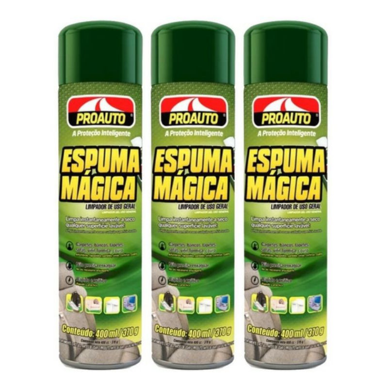 Kit Com 3 Espuma Mágica Proauto Limpador De Use Geral A Seco 400Ml PROMOCAO em Oferta na Shopee