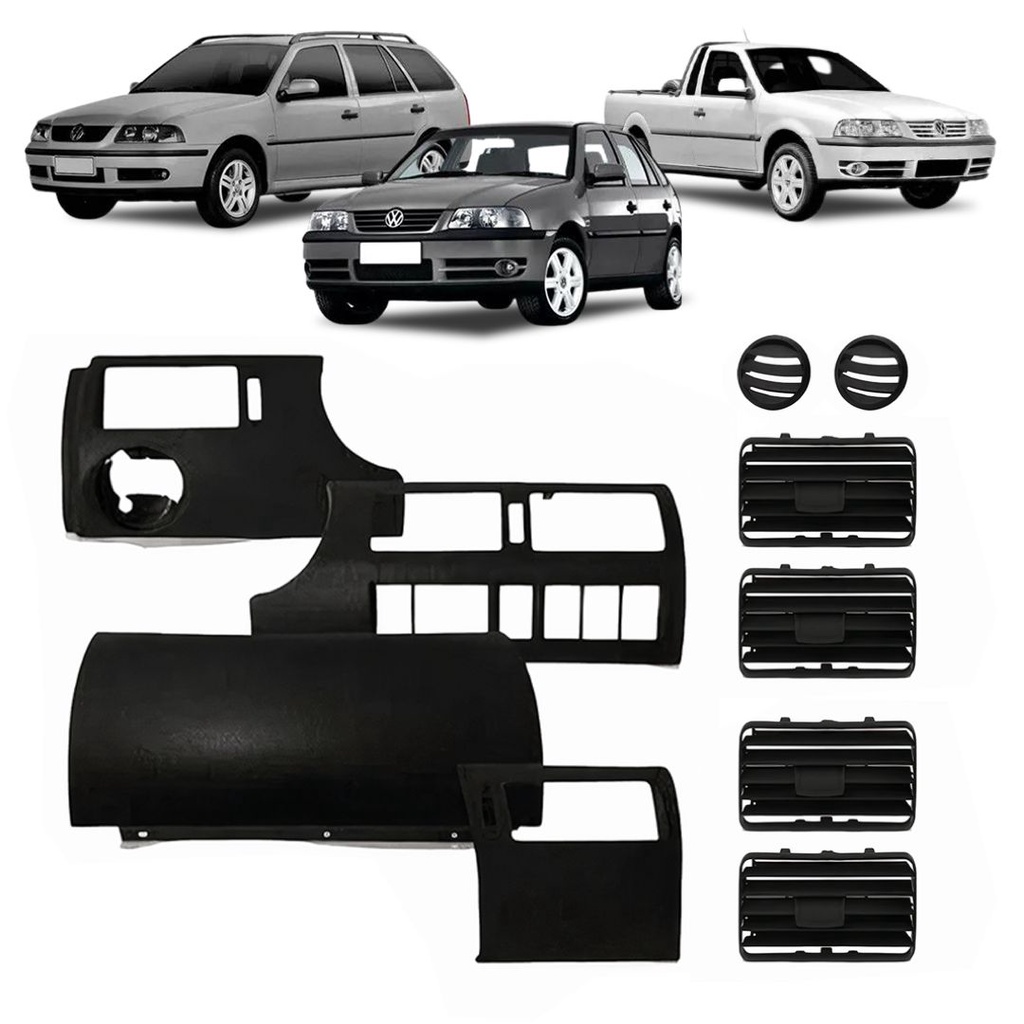 Kit Molduras Acabamento Painel Gol Parati Saveiro G3 1999/2005 + 6 Grades Saida de Ar Preta ou Cinza em Oferta na Shopee