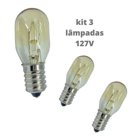 KIT 3 Lampada E14 15w 127v Para Fogao Lustre Geladeira Microondas