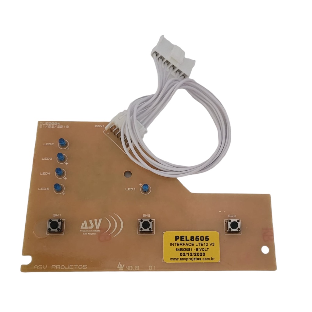 Placa Eletrônica Lavadora Electrolux Lte12 V3 Bivolt LED Azul 64503081 PEL8505