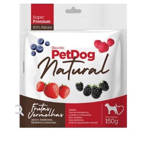 Kit 4 Petiscos biscoito para cachorro Petdog Natural Frutas Vermelhas e Indoor  - 150g