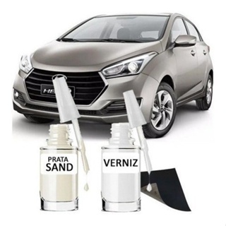 Tinta Tira Risco Automotivo Hyundai Hb20 Cor Prata Sand em Oferta na Shopee