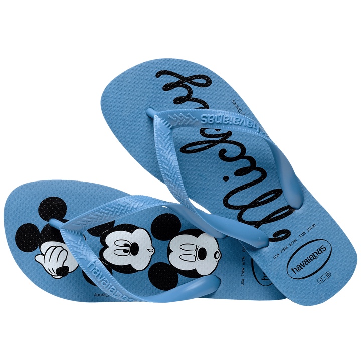 Chinelo Havaianas Top Disney Mickey Azul Unissex Infantil Kids Criança Original Promoção