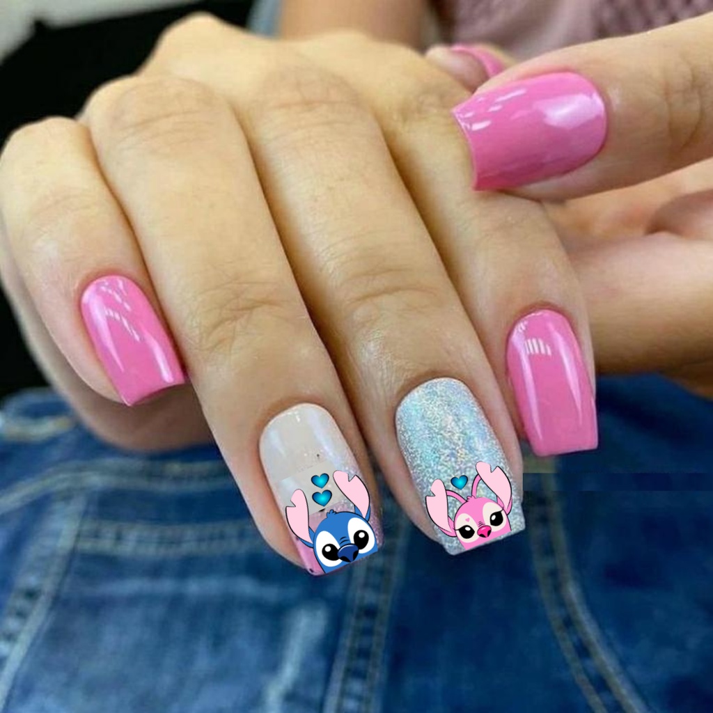 120 adesivo de unha 3d Stitch e Angel (60 pares) em Oferta na Shopee