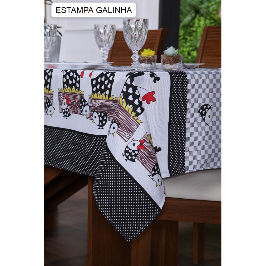 Toalha de Mesa para Cozinha e Sala de Jantar Oxford 4 e 6 Lugares Retangular