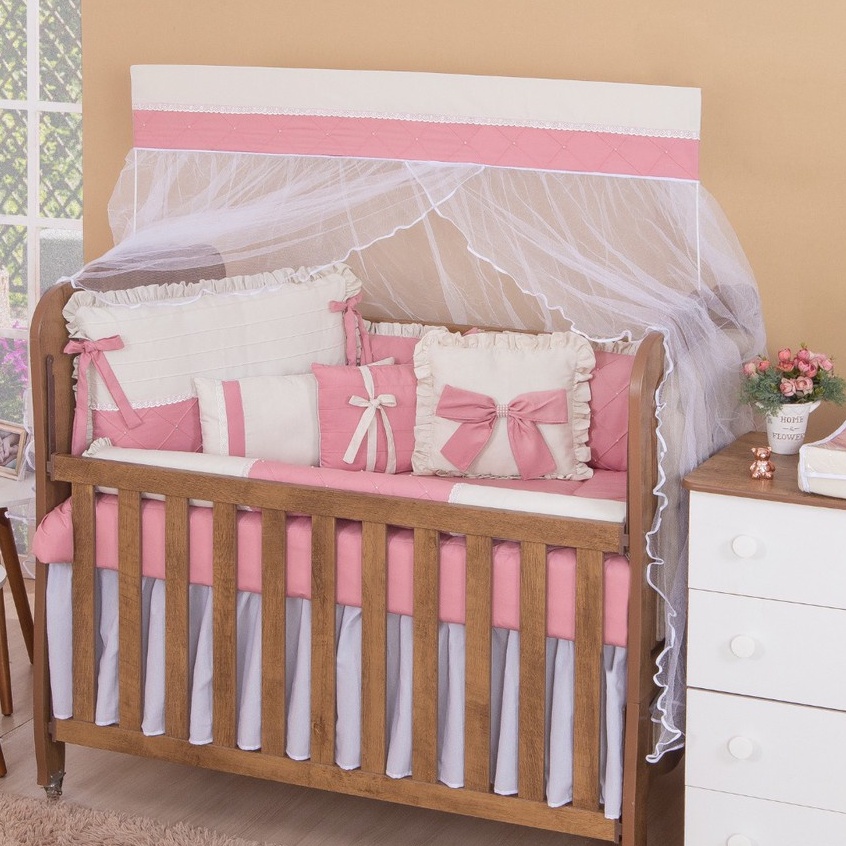 Kit Berço Americano Luxo Para Bebe Menina/Menino 13 Peças