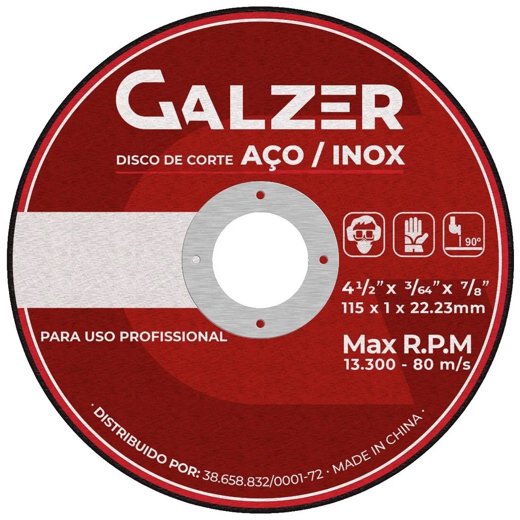 Disco De Corte Inox Para Esmerilhadeira 4.1/2 Galzer