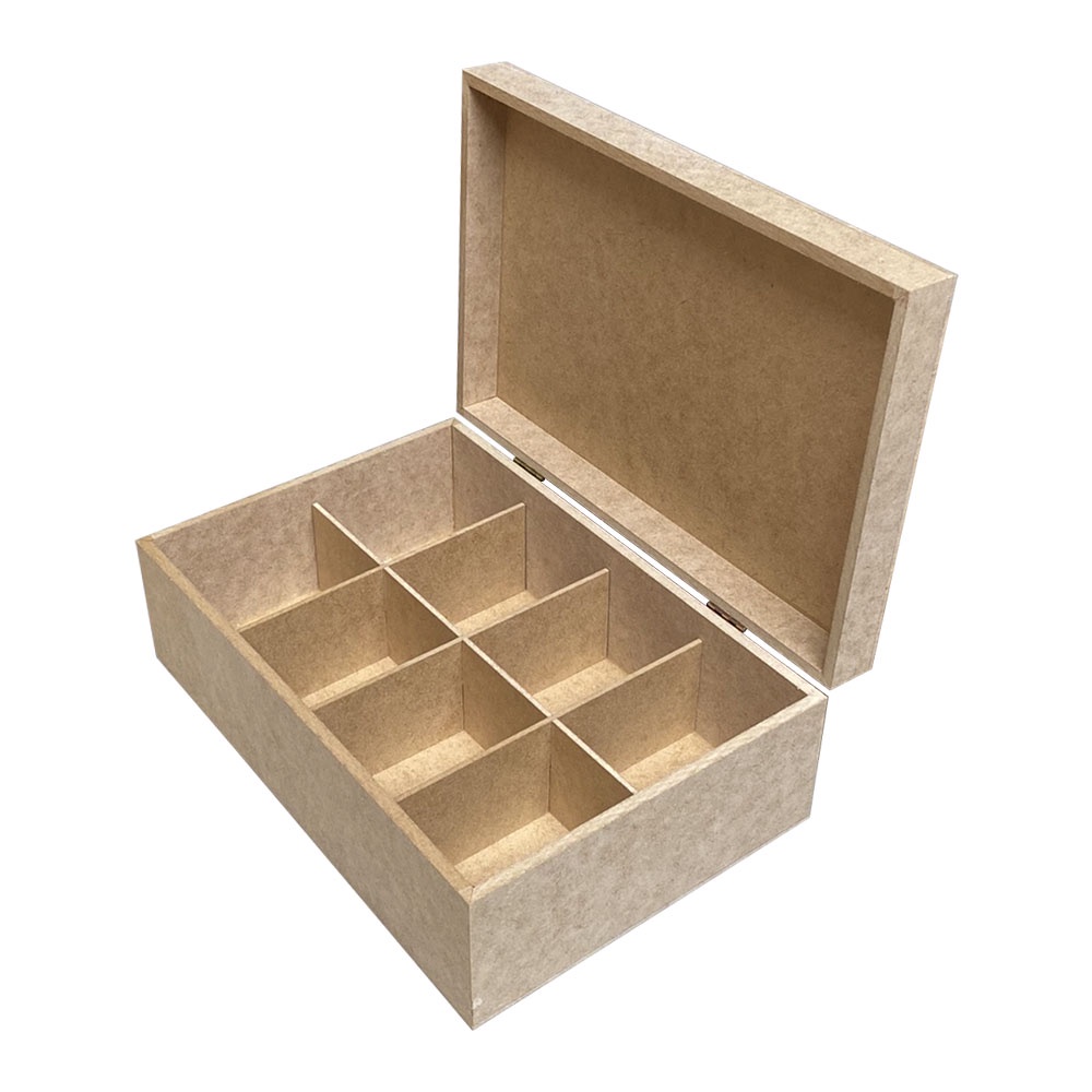 Caixa Com Dobradiça e Divisória Retangular 30x20x10 em Mdf Cru em Oferta na Shopee