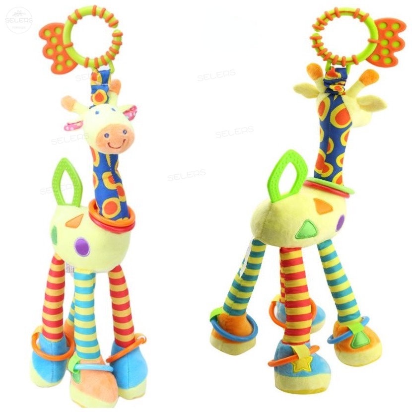 Novo Chocalho de Bebê Macio Pelúcia Mordedor Brinquedos Pendurados Sino Jirafa Boneca de Algodão Rattle para Bebês