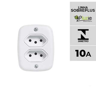 Tomada dupla 10A Pluzie Sobreplus Sistema X sobrepor