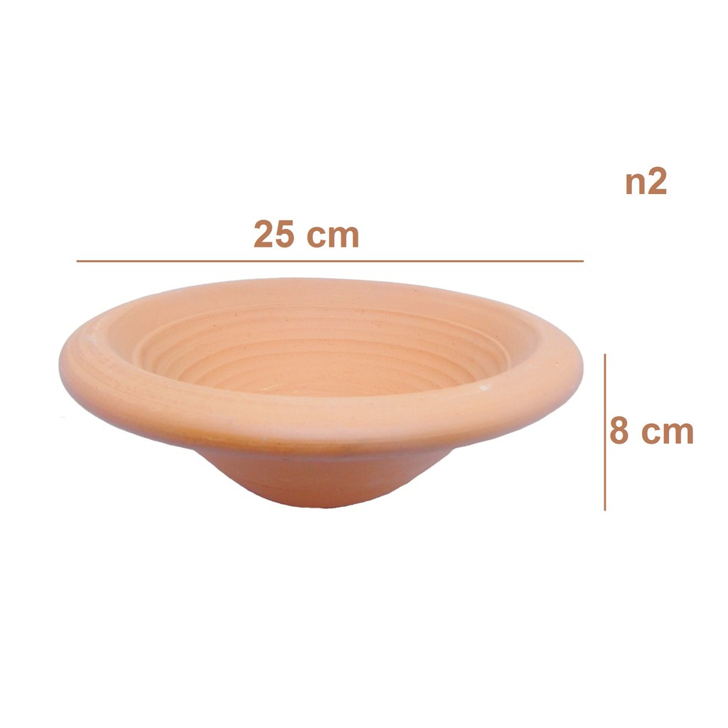Vaso Alguidar De Barro Artesanal 25 cm x 8 cm Bacia de Cerâmica