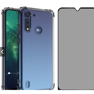 Kit Capa Anti-Impacto + Película 3D Privacidade P/ Moto G8 Power Lite