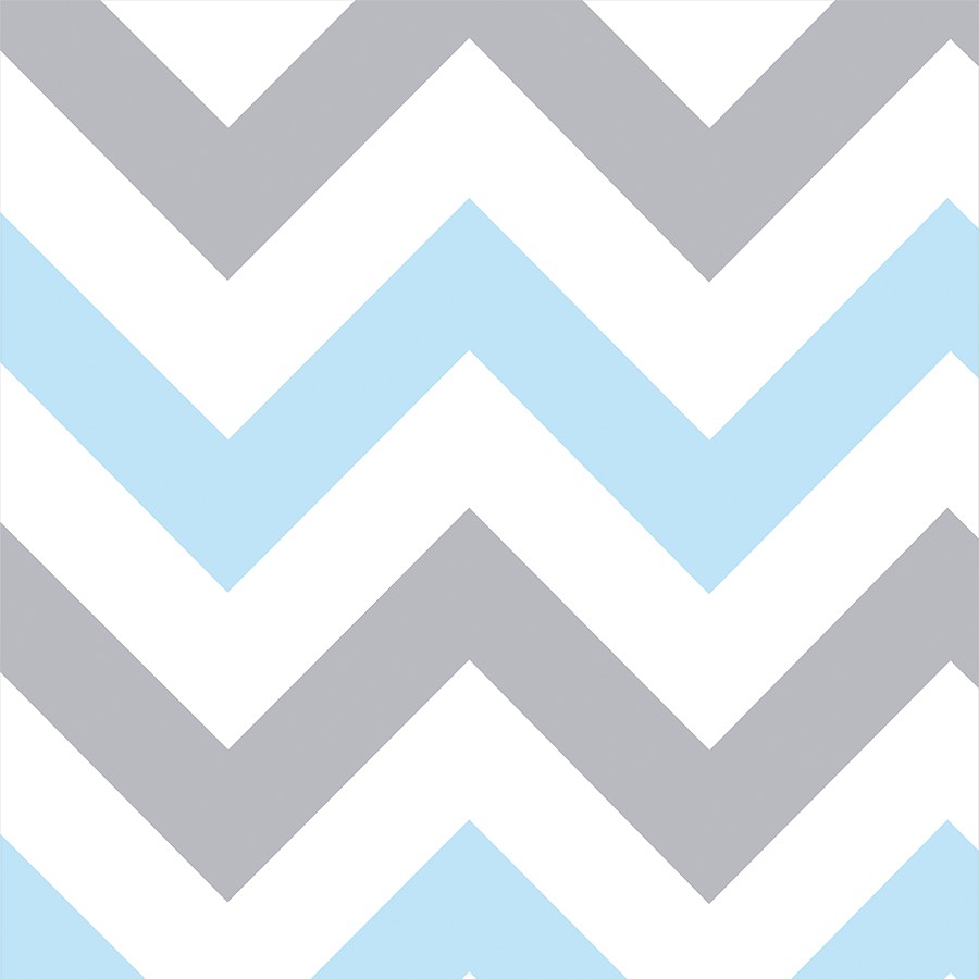 Papel de Parede Adesivo Chevron Zig Zag Azul e Cinza Lavável