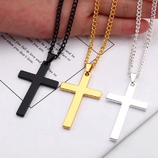 Novo Colar De Pingente De Aço Inoxidável De Cruz Masculina/Oração De Corrente De Elos De Prata Dourada/Jóias De Gargantilha De Moda