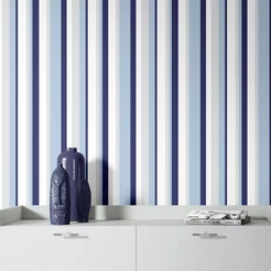 Papel De Parede Listras Infantil Azul Quarto Adesivo 3 Mts