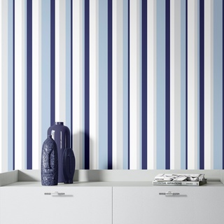 Papel De Parede Listras Infantil Azul Quarto Adesivo 3 Mts