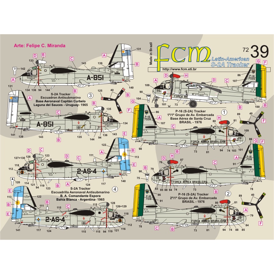 Decalque Fcm Avião S-2 (P-16) Tracker Fab 1/72 Decal FCM 72039 Plastimodelismo