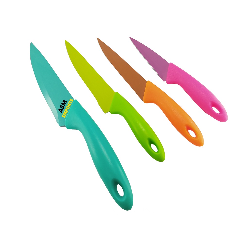 Jogo de facas aço inoxidável colorida - Cozinha kit com 4 facas coloridas faca cozinha Envio Veloz