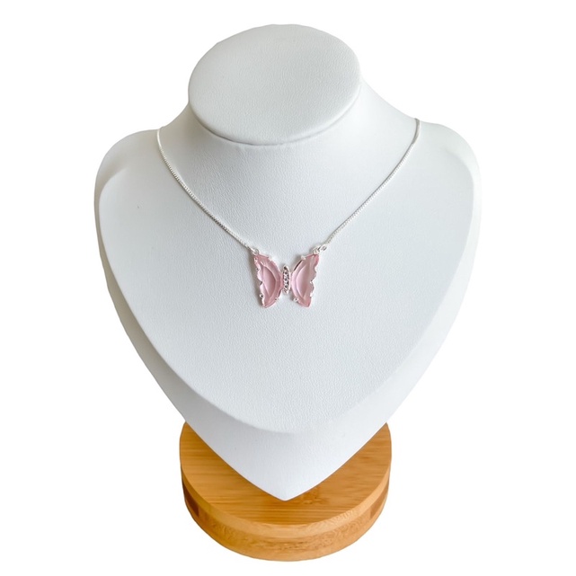 Colar Choker Borboleta Rose Cordão Veneziano a Prata 925