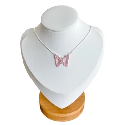 Colar Choker Borboleta Rose Cordão Veneziano a Prata 925