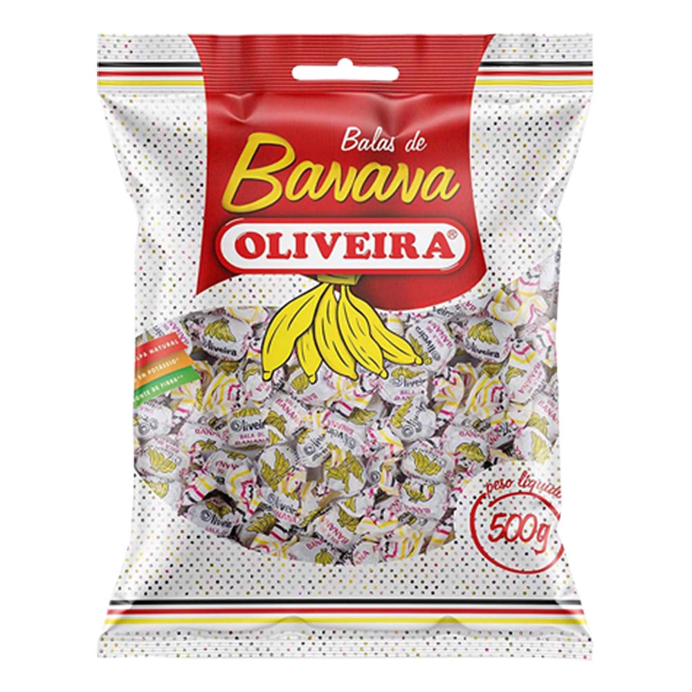 Bala Mastigável Banana 500g - Oliveira em Oferta na Shopee