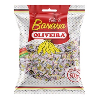 Bala Mastigável Banana 500g - Oliveira em Oferta na Shopee