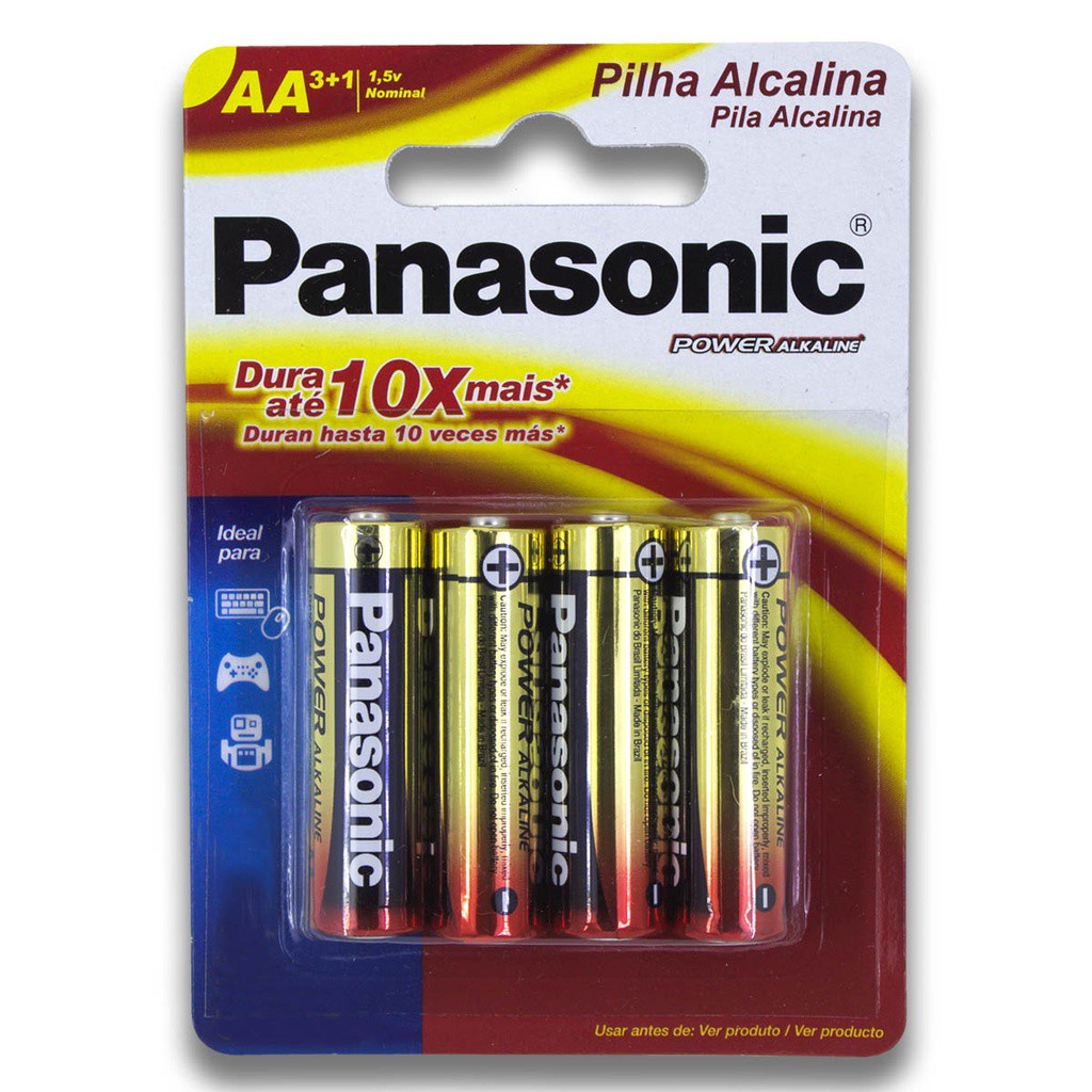 Pilha Alcalina AA Panasonic Bateria 2A Pequena 4 unidades