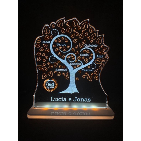 Luminária Abajur Led Bodas de Ouro SRC Personalizável