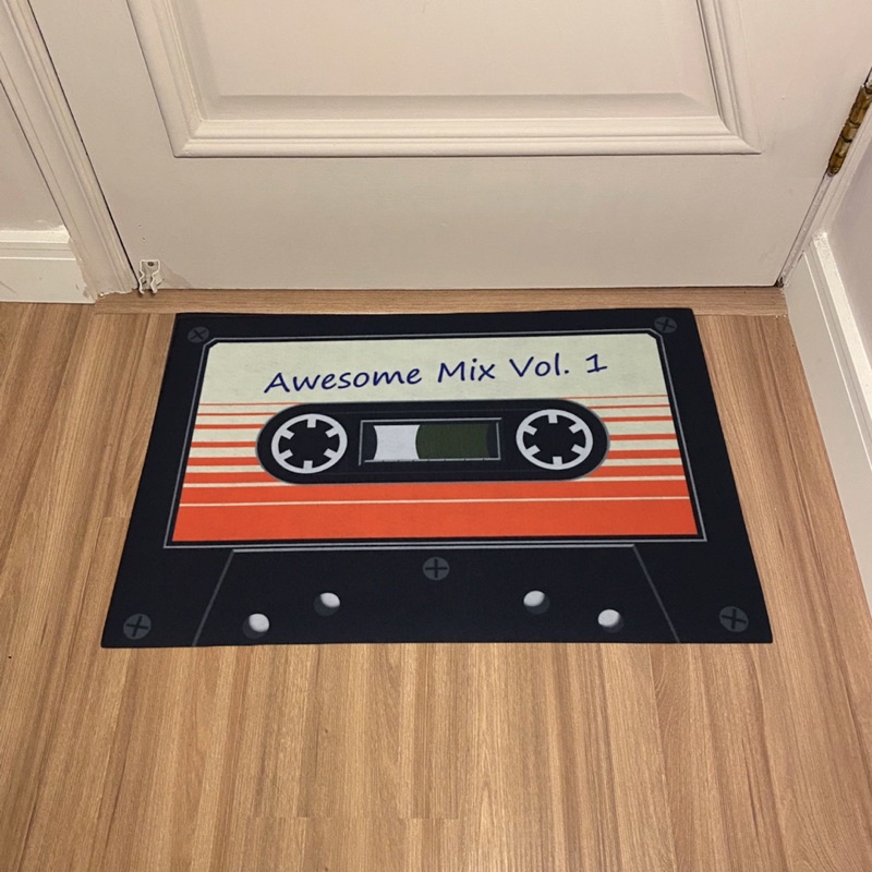 Tapete capacho Fita Cassete K7 Vintage retrô Oldschool Awesome Mix Vol 1 - anos 80 - 60cm x 40cm x 4mm
